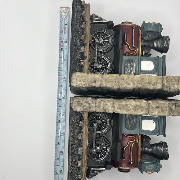 Vintage Steampunk Locomotive Train Engine Resin Bookends 1990s - Picture 6 of 11